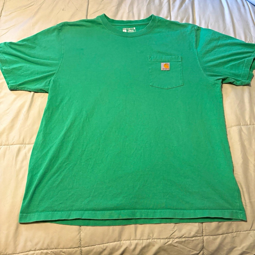 Carhartt K87 Men's XL Green Loose Fit Heavyweight Pocket T-Shirt Workwear Tee